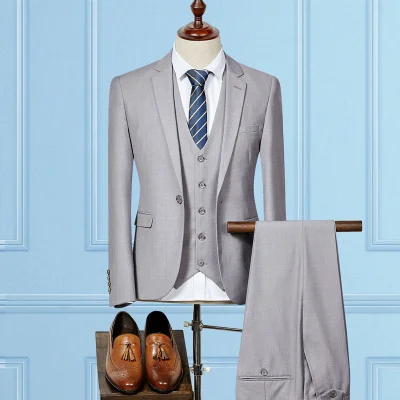 (Пиджак + жилет брюки) 2017 новое поступление высококачественные мужские костюмы