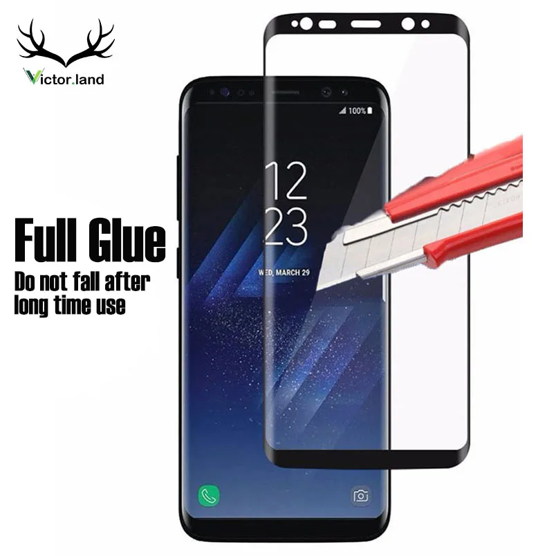 Закаленное стекло полное покрытие клея для Samsung galaxy Note 9 8 S6 S7 Edge S8 S9 Plus Защитная