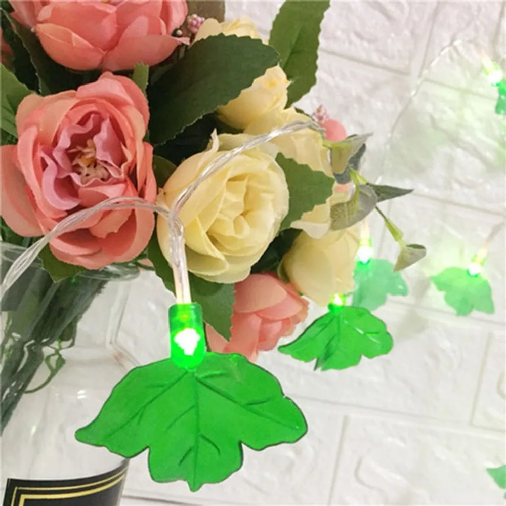 Зеленый лист LED медная проволока звезда занавес гирлянда лампа сказочное