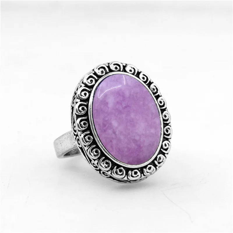 Natural Purple Stone Jewelry Sets Vintage Necklace Earrings Ring For Women Flower Pendant Fashion Party Jewelry|Ювелирные наборы| |