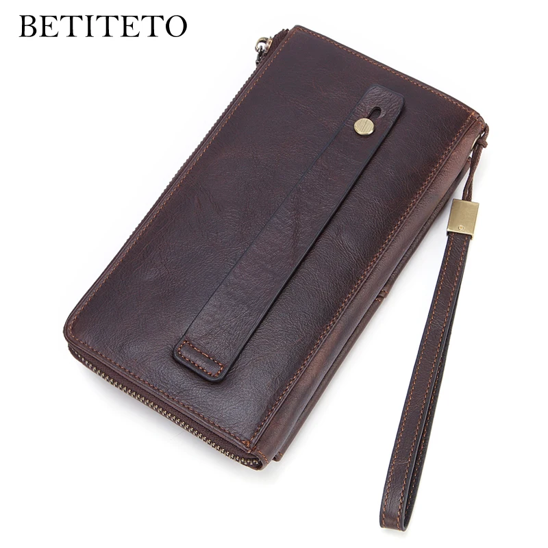 Мужской кошелек Betiteto деловой Длинный из натуральной коровьей кожи сумочка для
