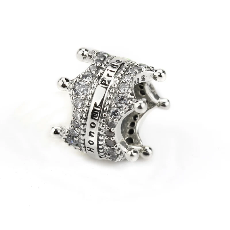 Подвеска в форме короны принцессы из серебра 925 пробы с прозрачными бусинами