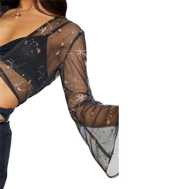 Женская Черная шифоновая шаль Кимоно Кардиган Топ сетчатая кружевная блузка