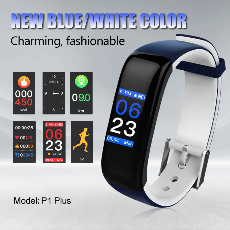 Smart Band P1 плюс Цвет Дисплей Фитнес браслет сердечного ритма трекер крови Давление