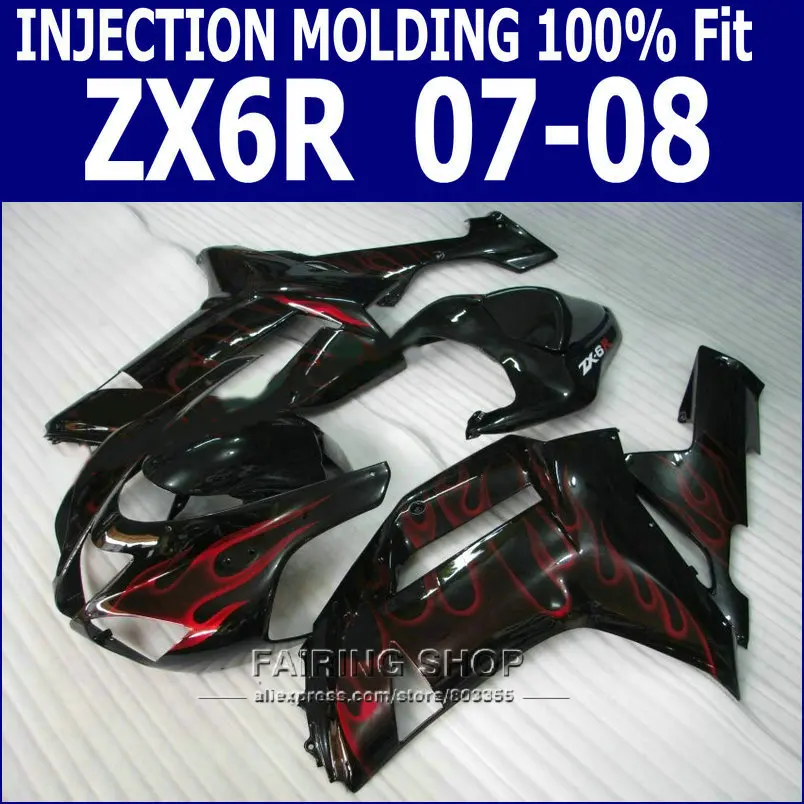 Zx6r 2008 08 07 2007 обтекатель комплект для Kawasaki ninja (литья под давлением) литьем