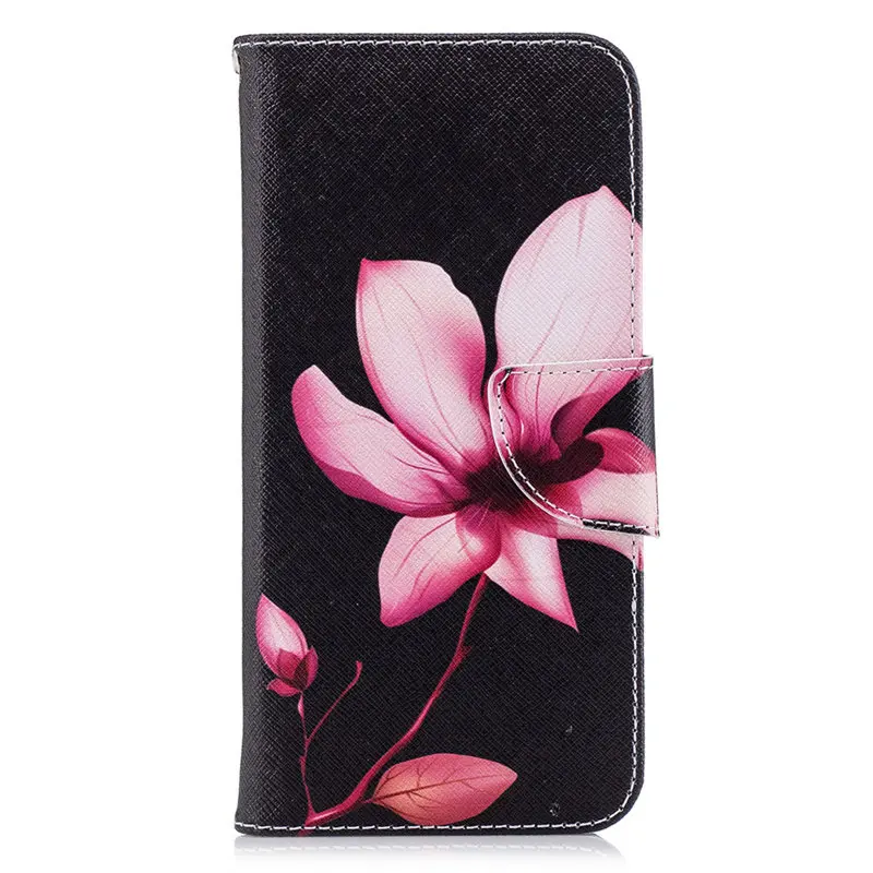 Lotus Милый чехол-книжка для телефона huawei Enjoy 7s P30 P20 P10 P9 Lite Mini Y5 II Y6 Y7 Y9 Ретро Capa кожаный чехол-кошелек D07Z - Цвет: Lotus