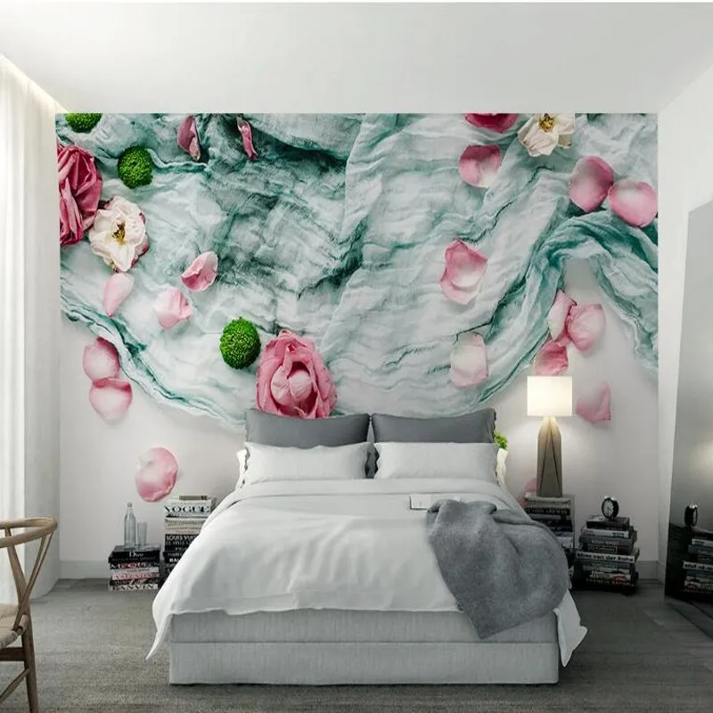 

beibehang Custom large fresco 3d forest system Nordic style textile cloth roses dried flowers background wall wallpaper