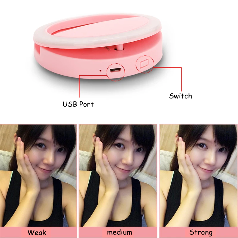 Перезаряжаемые USB зарядка с Батарея 36 LED Камера повышения фотографии селфи кольцо