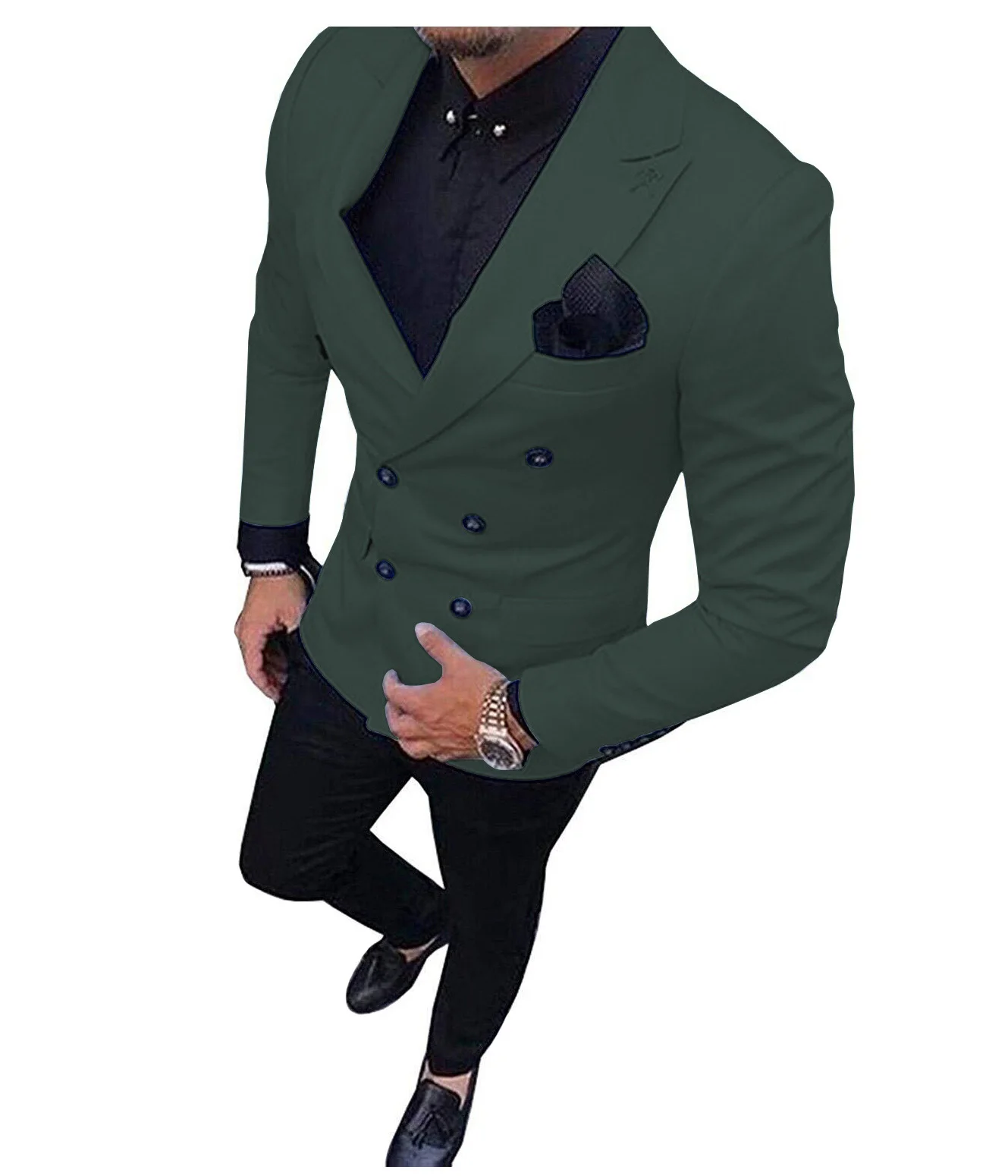 hunt green 2 шт. мужские костюмы Slim Fit Бизнес двубортные костюмы жениха шерсть "твид" розового цвета в стиле смокинга для вечернее платье на свадьбу(пиджак+ брюки - Цвет: hunt green