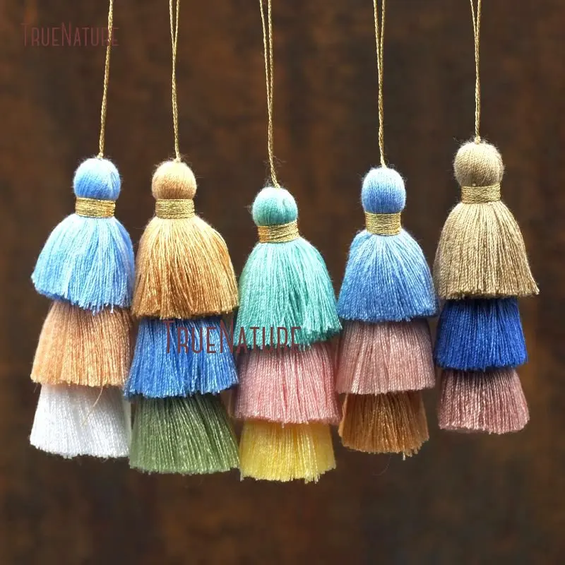 

Богемная фурнитура для ювелирных изделий, розово-голубой цвет, разноцветный хлопок, дизайн ручной работы, кисточка 3,2 дюйма PM8751