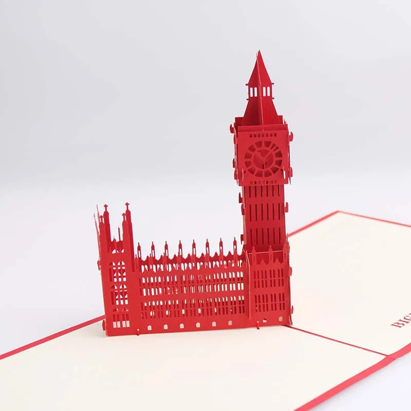(4 шт./лот) 3D знаменитая модель здания Big Ben ОТКРЫТКА Оригами бумажная всплывающая