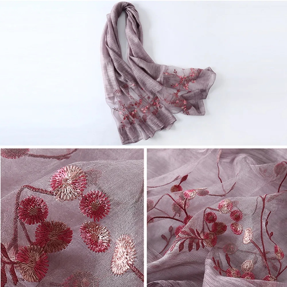 2017 новый роскошный элегантный женский шелковый шарф ручной работы с вышивкой из