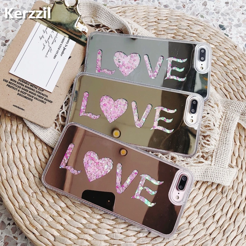 Чехол Kerzzil с блестками для iPhone 7 Plus X 10 жидким зеркальным покрытием силиконовые