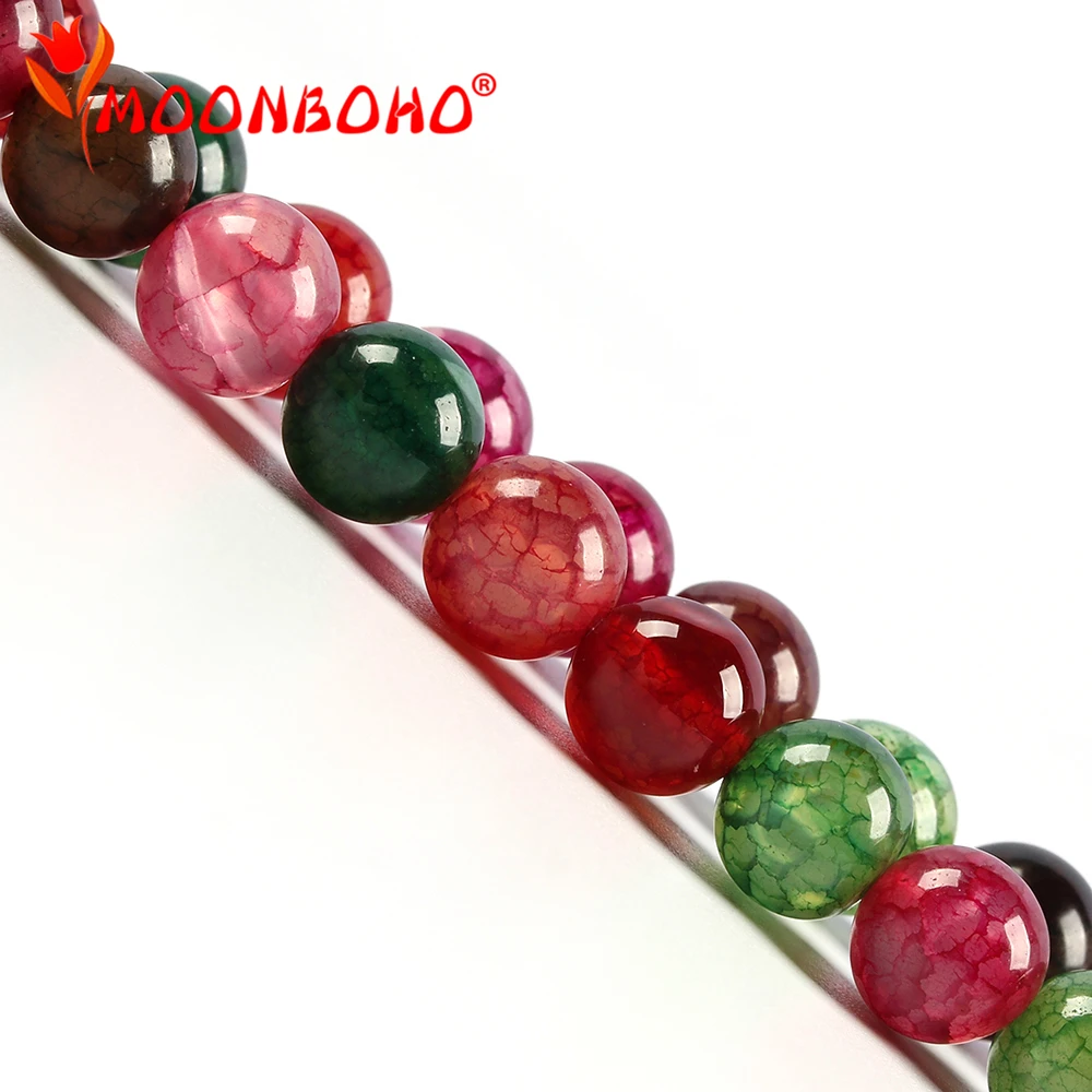 Круглые красные бусины MOONBOHO из натурального камня для рукоделия изготовления