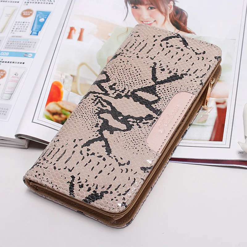 Snake pattern CICICUFF яркие женские кошельки из натуральной кожи Длинный клатч женская сумка и кошелек с карманом на молнии для телефона Блестящий женский кошелек - Цвет: Snake pattern