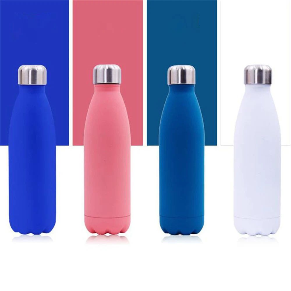 

Solid Color Water Bottle 500ml Rose Gold Thermos Double Wall Stainless Steel Insulated Vacuum Drink Bottle Portable Hiking Cup