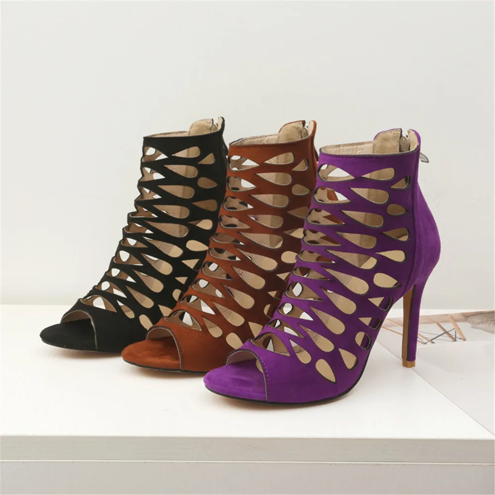 

MORAZORA 2020 new arrive ankle boots spring summer fashion hollow simple zipper peep toe sexy thin heels size 33-44 women shoes