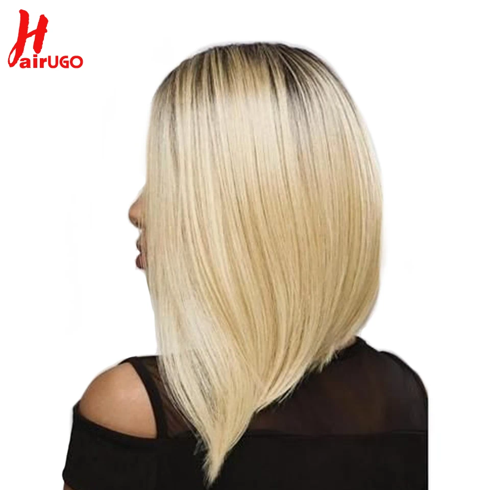 1B 613 Омбре блонд кружевные передние человеческие волосы парики для HairUGo черные женские перуанские короткие прямые фронтальные парики предварительно выщипанные волосы