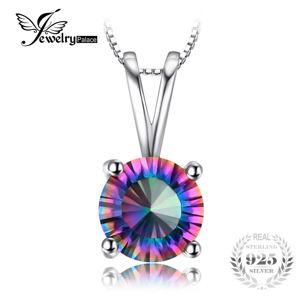 Jewelrypalace круглый Мистический своих Радуга Топаз Кулон Настоящее серебро 925