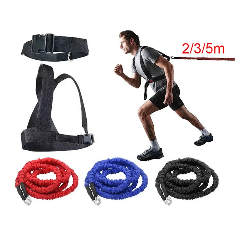 

1set 2/3/5m Fitness Equipment Double Resistance Band Training Pull Rope Stretch Rope Track Field Running Explosive Force Jumping