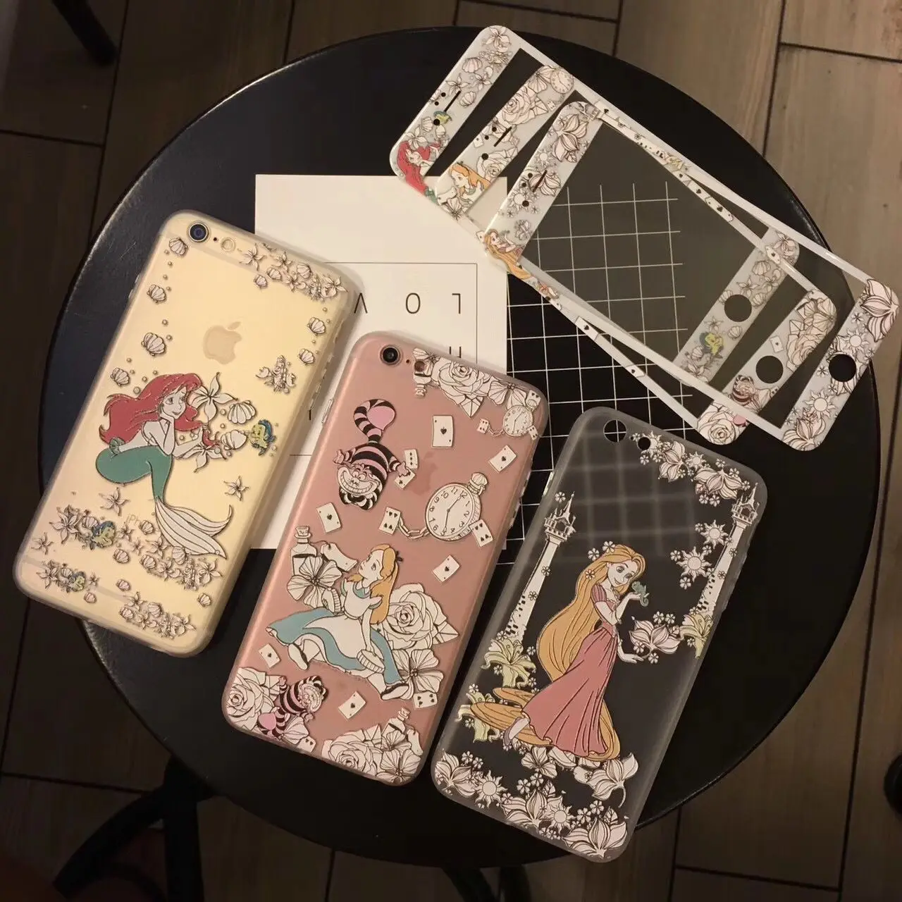 Алиса принцесса Русалка Рапунцель Жесткий PC+ TPU чехол для телефона для iphone 6 6S 7 8 Plus+ протектор экрана 3D 9H Закаленное стекло пленка