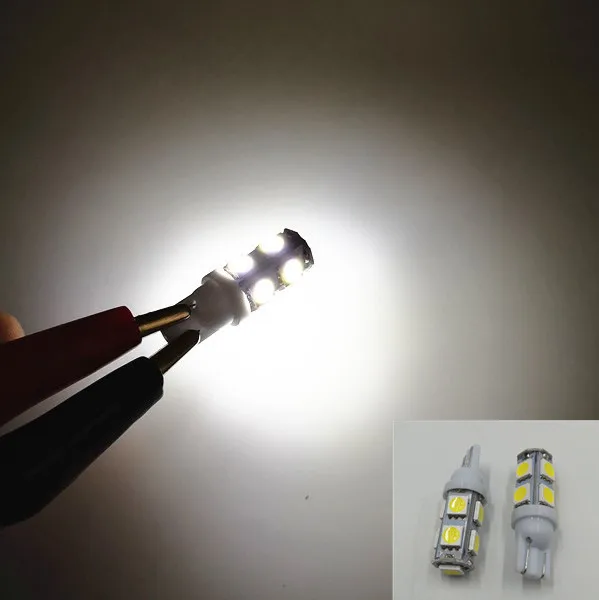 White 10 шт. светодио дный свет T10 W5W светодио дный лампы 9SMD 5050 W5W T10 светодио дный белого и синего цвета Авто Клин габаритные огни W5W 194 168 светодио дный Интерьер лампы - Испускаемый цвет: White