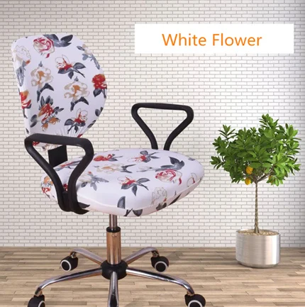 White Flower 2 шт./набор, новые эластичные чехлы на стулья из спандекса с принтом для компьютерного сиденья, противогрязные Сменные Чехлы для офисного стула, чехлы на сиденья - Цвет: White Flower