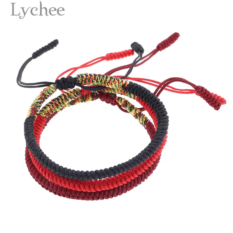 Lychee 3 шт. буддийский браслет ручной работы унисекс цветные провода плетеные
