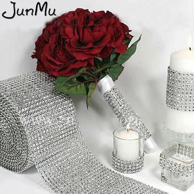 

5 Yards x 12cm Multicolor Crystal Diamond Mesh Rhinestone Ribbon for Wedding Party Gift Vase Floral Decoration Products Decor