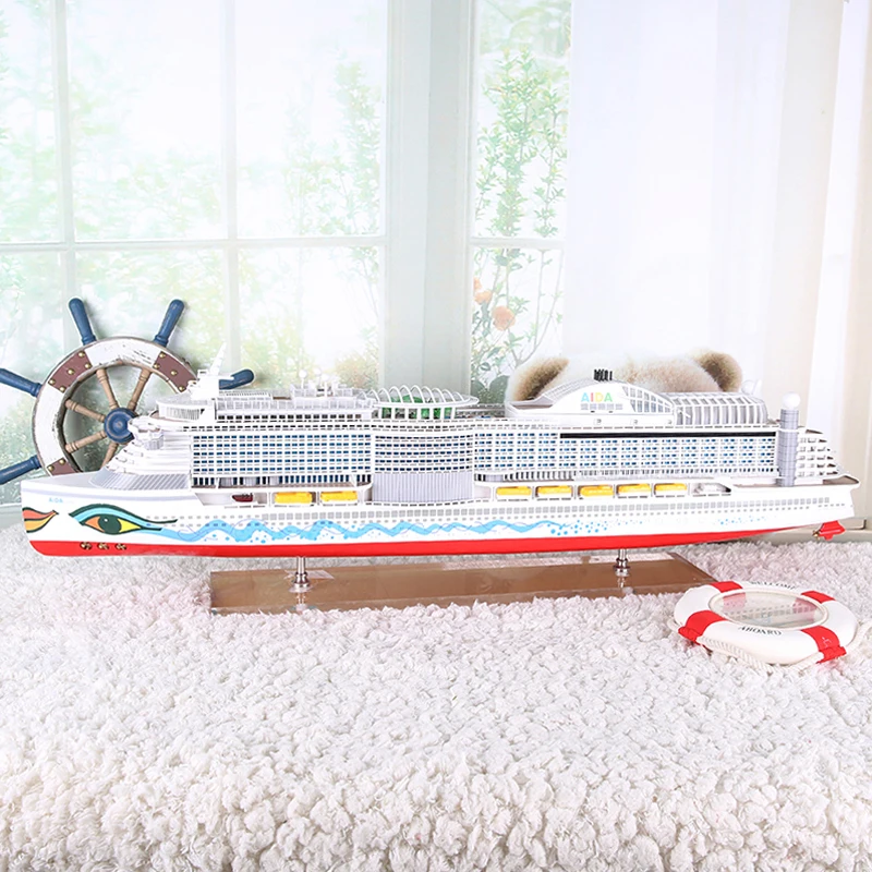 Белый LUCKK 100 см Средиземноморский стиль AIDA деревянная Статуэтка кораблей светодиодный парусник роскошный Круизный дом Морской Декор дерево ремесло - Цвет: Белый
