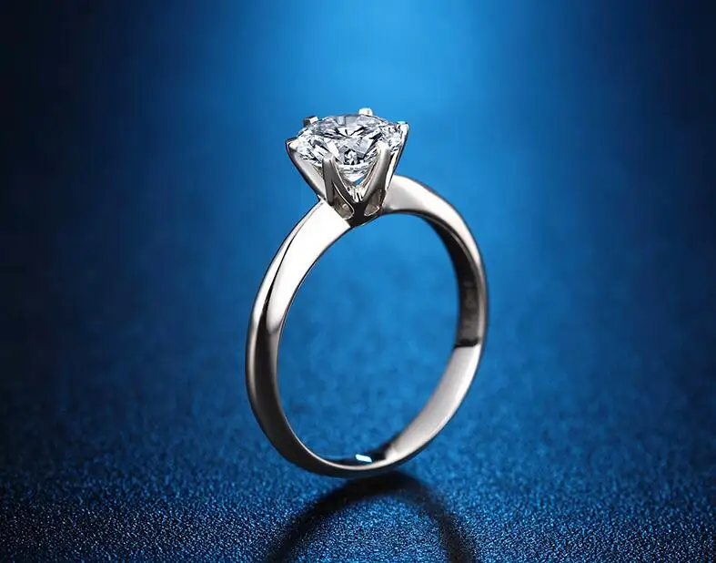 1ct Moissanite кольца для Для женщин S925 стерлингового серебра платиновым покрытием Обручение Кольца Зубец Параметр кольцо с бриллиантом D Цвет Класс