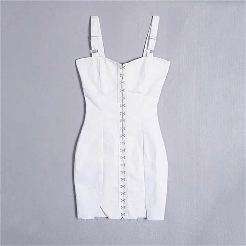 Женское Короткое платье без рукавов дизайнерское привлекательное Белое