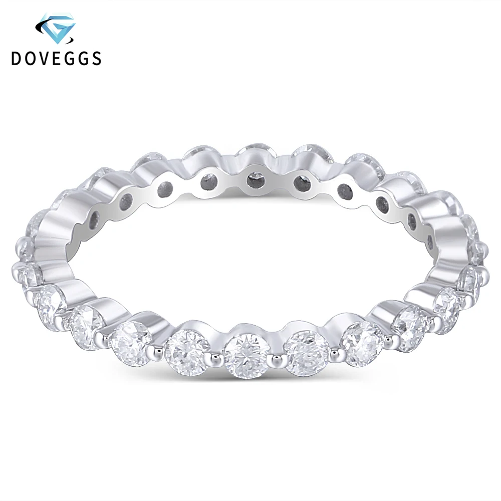 DovEggs Chic 14K 585 белый золотой полная Вечность Обручальное кольцо с 2 мм лабораторные
