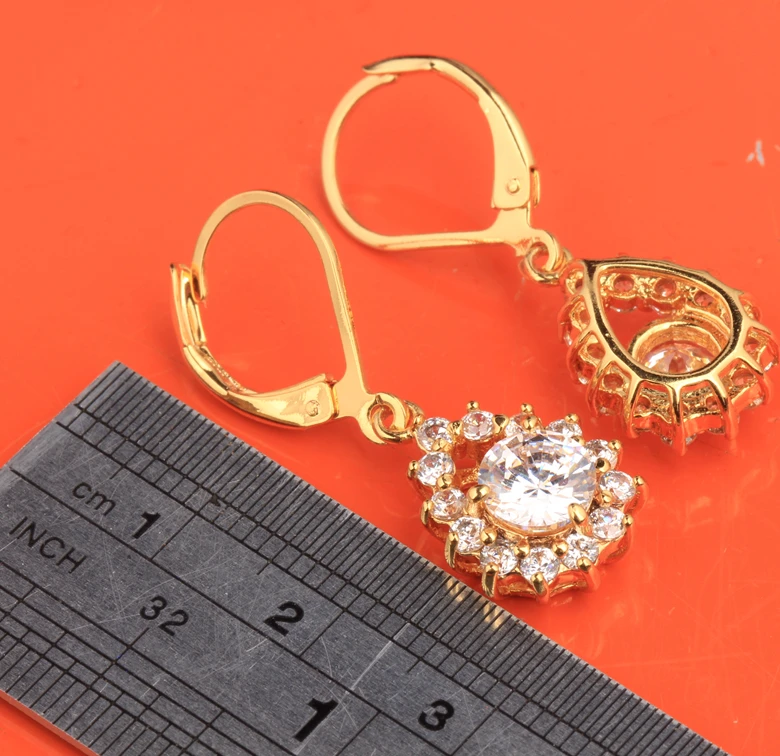 Красота только 3 шт. белый кубический цирконий золото заполнено падение Длинные