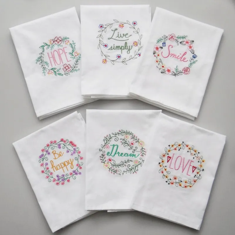 Кухонное полотенце с цветочной вышивкой 6 шт./лот 40x75 см 100% хлопок|embroidery kitchen towel|towel