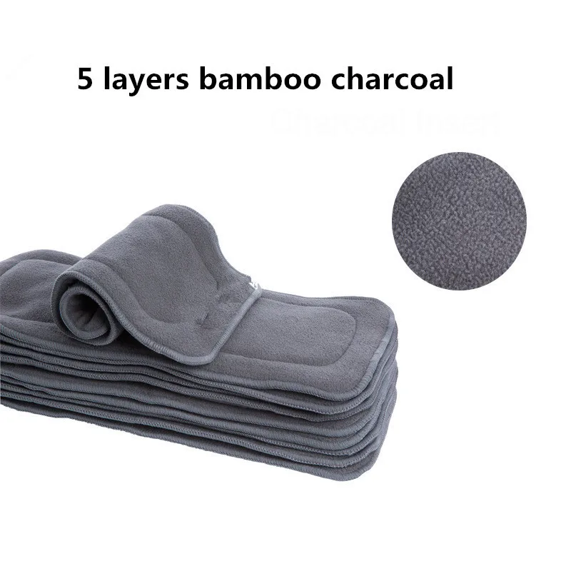 1 pc bamboo charcoal Детские Тканевые вкладыши в Подгузники Новорожденные Многоразовые моющиеся бамбуковые фибра; микроволокно подгузники для детских подгузников крышка дропшиппинг - Цвет: 1 pc bamboo charcoal