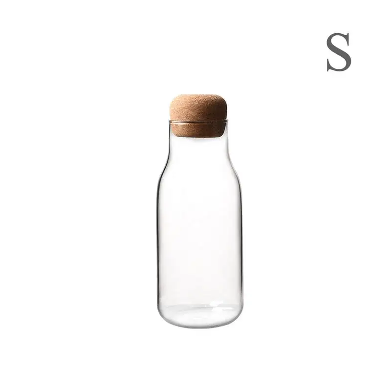 S Стеклянная бутылка с пробкой термостойкие бутылка для сока, молока прозрачная коробка для хранения может герметичный Чай Кофе бак для хранения - Цвет: S