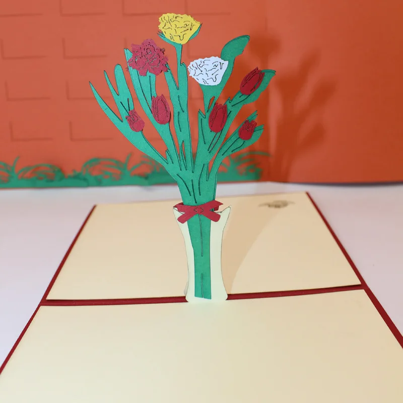 (10 шт./лот) бренд leiso новый дизайн теплые сладкие гвоздики День матери карты 3D Pop Up