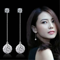 wholesale fashion jewelry new design shambhala crystal 925 sterling silver long drop earrings for women girls gift