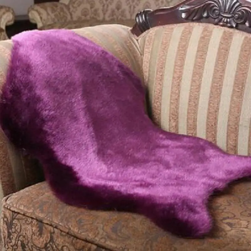 purple Мягкий чехол для стула из искусственной овчины, теплый ворсистый ковер, подушка для сиденья, обычная кожа, мех, простые пушистые коврики, моющиеся, для спальни, искусственный 6 - Цвет: purple