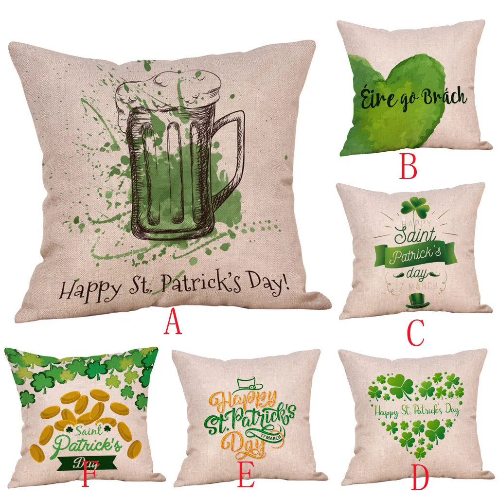 St. Patrick's Day Pillow Cases Linen Sofa Cushion Cover Home Decor Case fundas cojines decorativos vintage | Дом и сад