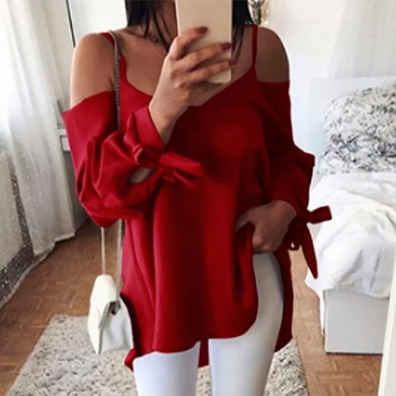 Женский топ Blusa 2019 женское сексуальное на завязках с открытыми плечами блузка