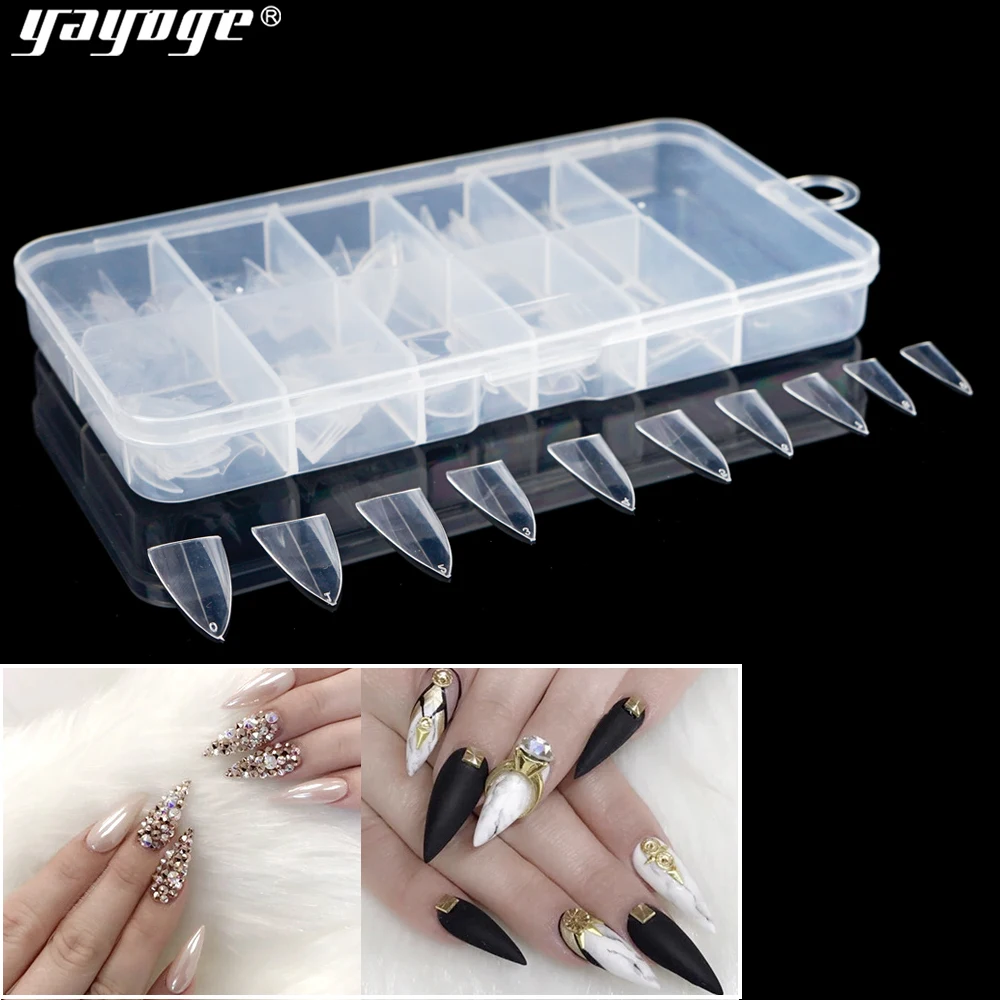 Yayoge 100 шт Французский полу-накладные ногти натуральный false nails acrylic art tips для наращивания ногтей Маникюрный Инструмент