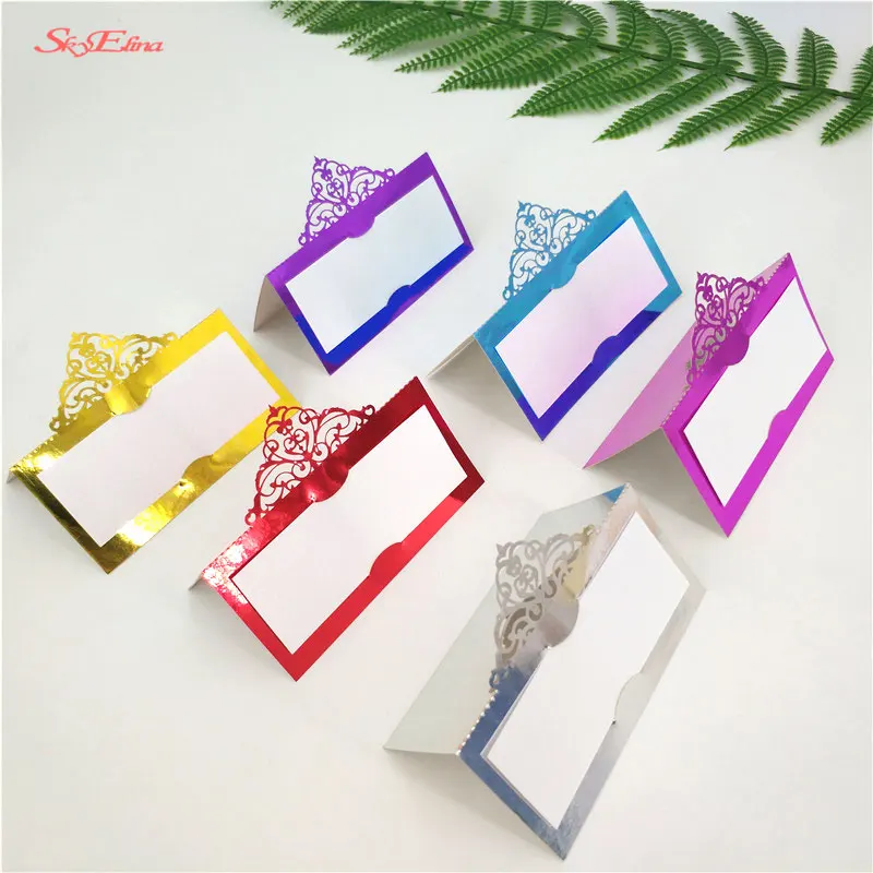 100 шт. розовые лазерные карты для сидений винтажный стол номер имя карта место