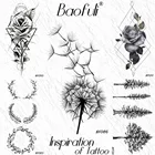 Временная татуировка Baofuli с черным одуванчиком, венок с розой, геометрические водонепроницаемые художественные татуировки, искусственная татуировка для женщин и девочек, тело на руку