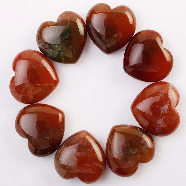 Indian agate Любовь Сердце-образный камень ювелирные изделия без отверстия натуральный агат кристалл драгоценный камень DIY производство серьги ожерелье свадебные аксессуары 16 шт./лот - Цвет: Indian agate