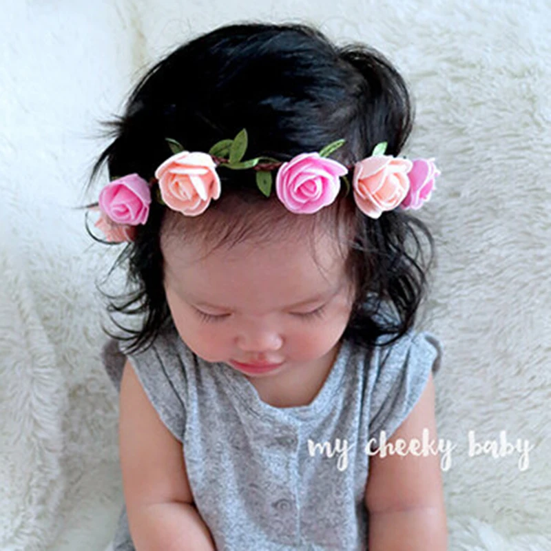 Повязка на голову с розой Детская повязка цветочным узором в богемном стиле