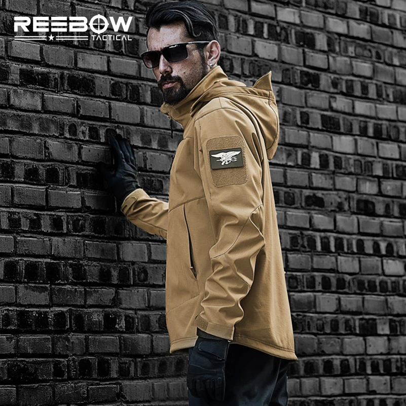 

REEBOW TACTICAL Waterproof Softshell Hiking Jacket Men Outdoor Hunting Sports Army SWAT Military Training Outerwear Coat