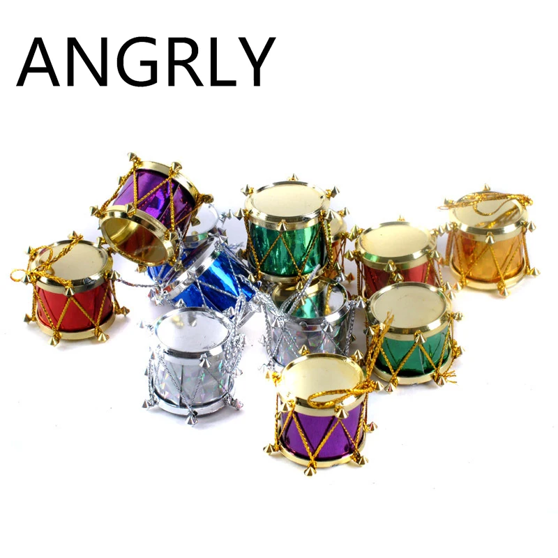 12 шт./пакет 3 см лазерный маленький барабан Рождественское украшение цветная мини