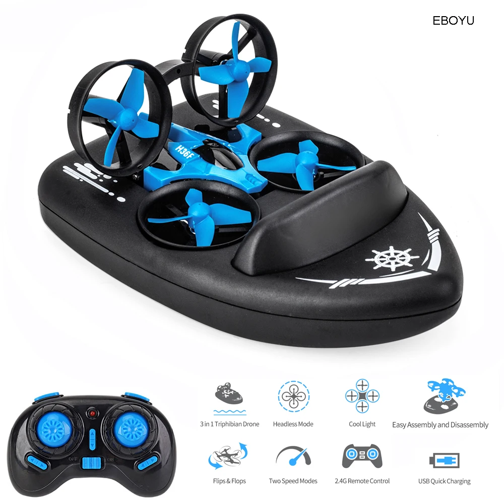 Дрон JJRC H36F 3 в 1 дистанционное управление поддержка летающего аппарата лодки суши